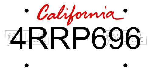 4RRP696 California License Plate