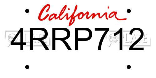 4RRP712 California License Plate