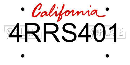 4RRS401 California License Plate