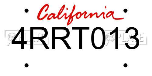 4RRT013 California License Plate