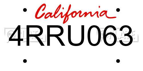 4RRU063 California License Plate