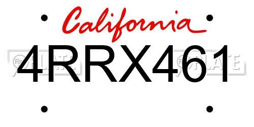4RRX461 California License Plate