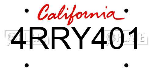 4RRY401 California License Plate