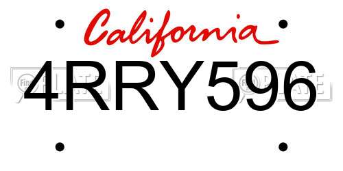 4RRY596 California License Plate