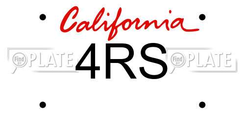 4RS California License Plate