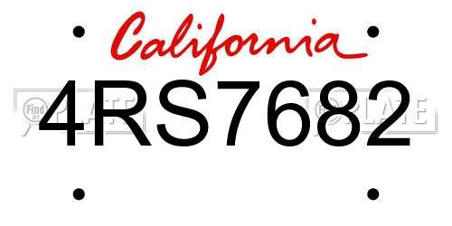 4RS7682 California License Plate