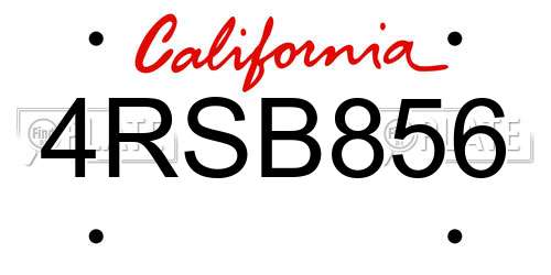 4RSB856 California License Plate