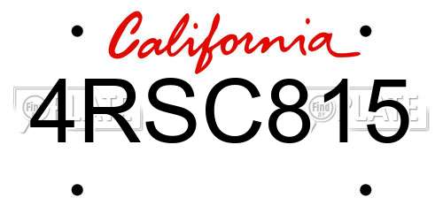 4RSC815 California License Plate