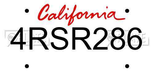 4RSR286 California License Plate
