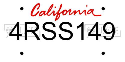 4RSS149 California License Plate