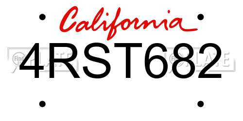 4RST682 California License Plate