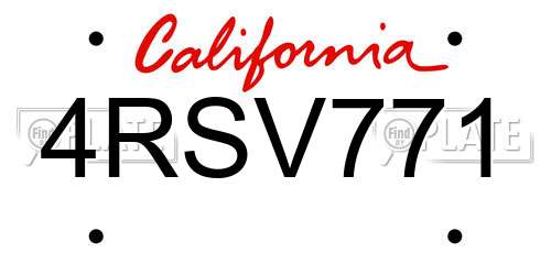 4RSV771 California License Plate