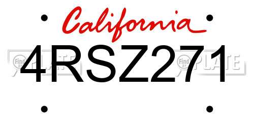 4RSZ271 California License Plate