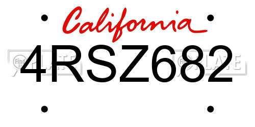 4RSZ682 California License Plate