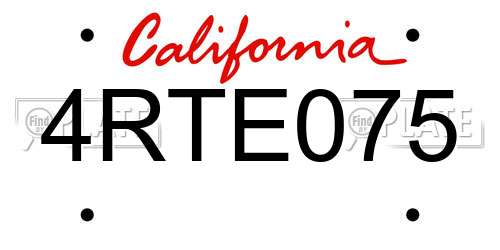 4RTE075 California License Plate