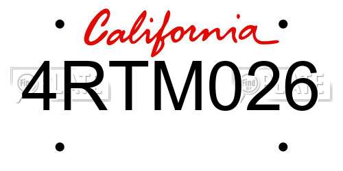 4RTM026 California License Plate