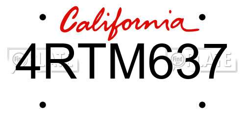 4RTM637 California License Plate
