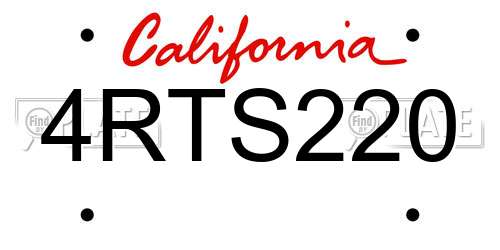 4RTS220 California License Plate