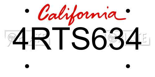 4RTS634 California License Plate