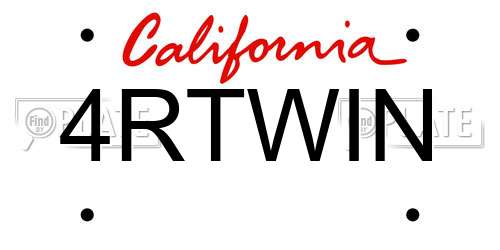 4RTWIN California License Plate
