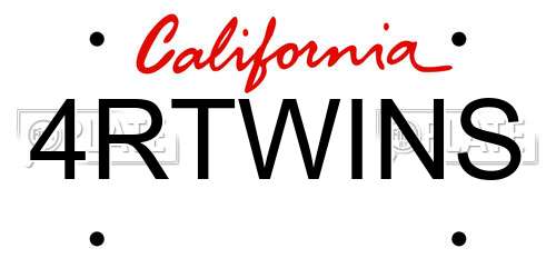 4RTWINS California License Plate