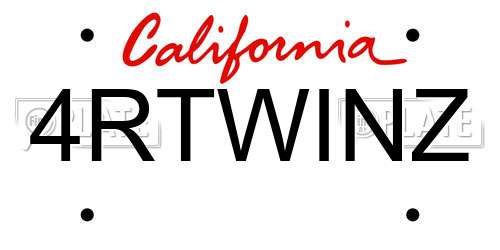 4RTWINZ California License Plate