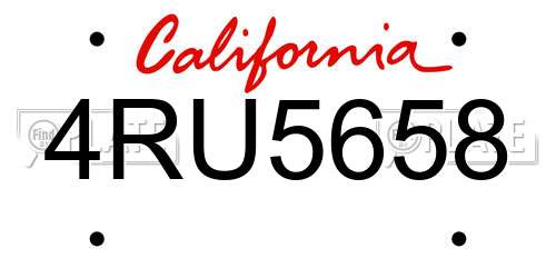 4RU5658 California License Plate