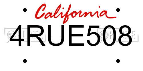 4RUE508 California License Plate