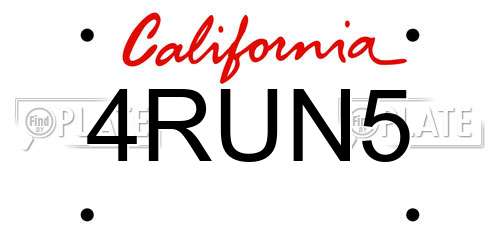 4RUN5 California License Plate