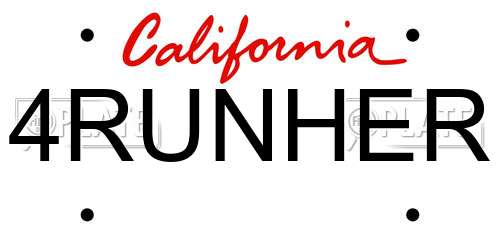 4RUNHER California License Plate