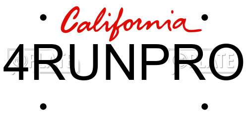 4RUNPRO California License Plate