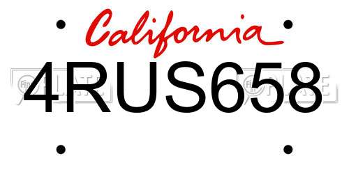 4RUS658 California License Plate