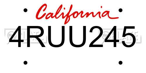 4RUU245 California License Plate
