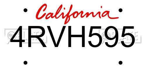4RVH595 California License Plate