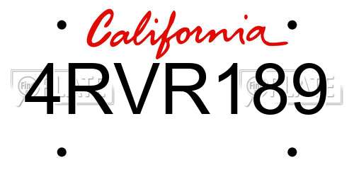 4RVR189 California License Plate