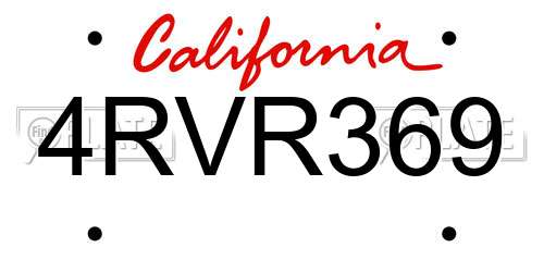 4RVR369 California License Plate