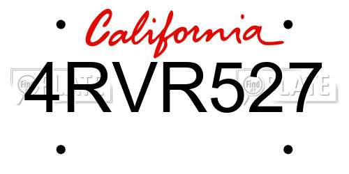 4RVR527 California License Plate