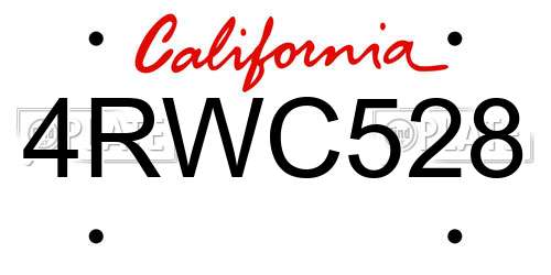4RWC528 California License Plate