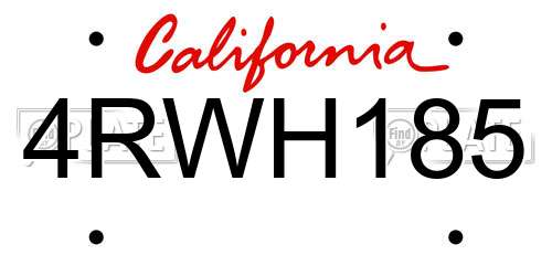 4RWH185 California License Plate