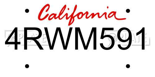 4RWM591 California License Plate