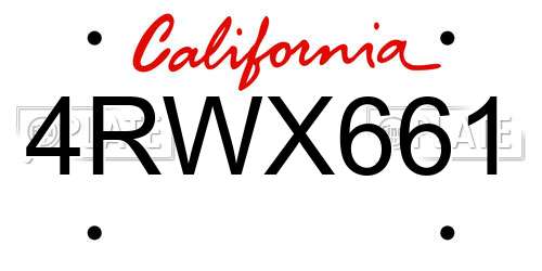 4RWX661 California License Plate