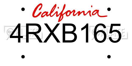 4RXB165 California License Plate