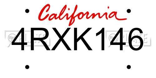 4RXK146 California License Plate