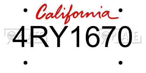 4RY1670 California License Plate