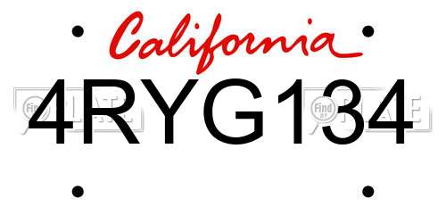 4RYG134 California License Plate