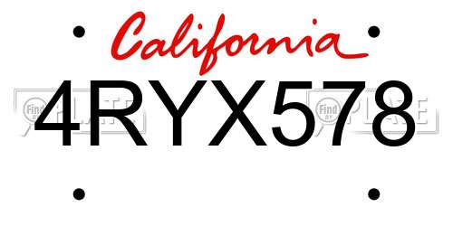 4RYX578 California License Plate