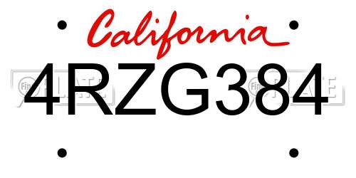 4RZG384 California License Plate