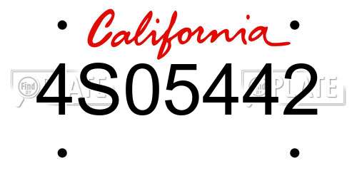 4S05442 California License Plate