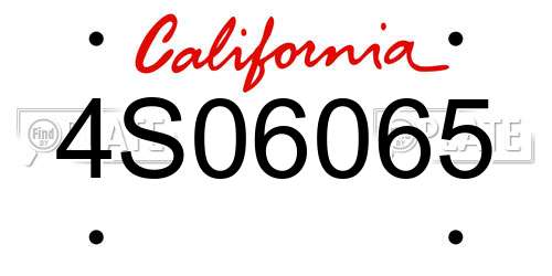 4S06065 California License Plate