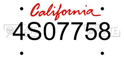 4S07758 California License Plate